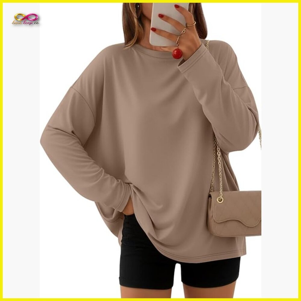 Oversized Long Sleeve T-Shirt Y2K Casual Gym Workout Tunic Fall Fashion
